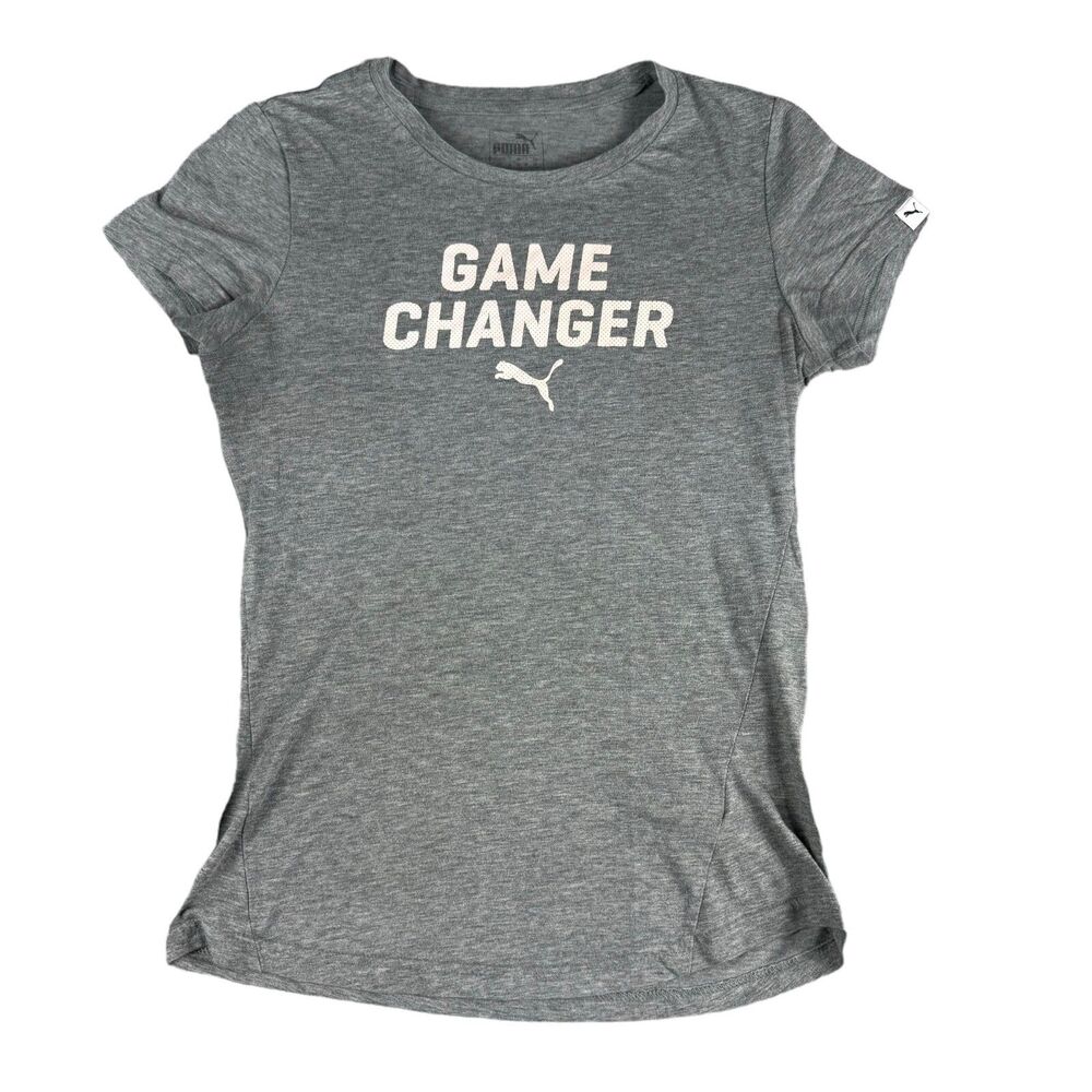 PUMA Top Women's 3 Petite Gray Game Changer Outdoor Short Sleeve Active Workout